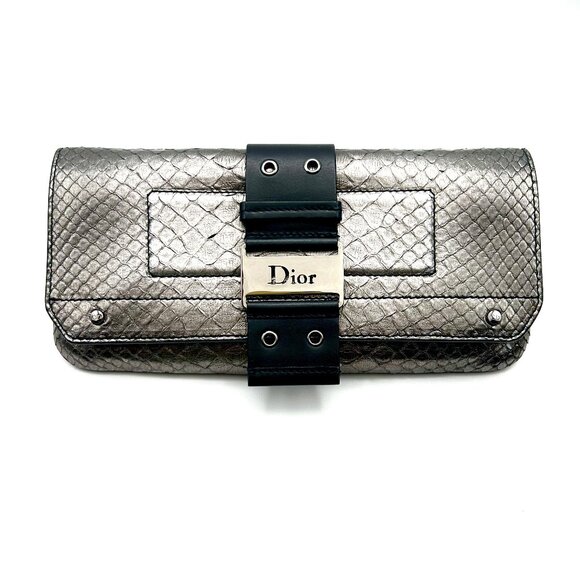 Christian Dior Street Chic Metallic Snakeskin Clutch - Picture 1 of 12